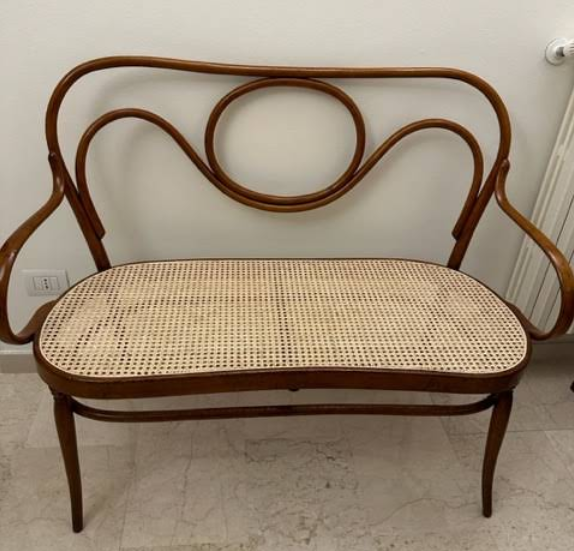 Panchetta Thonet in paglia di Vienna rifatta per Brunella Monti